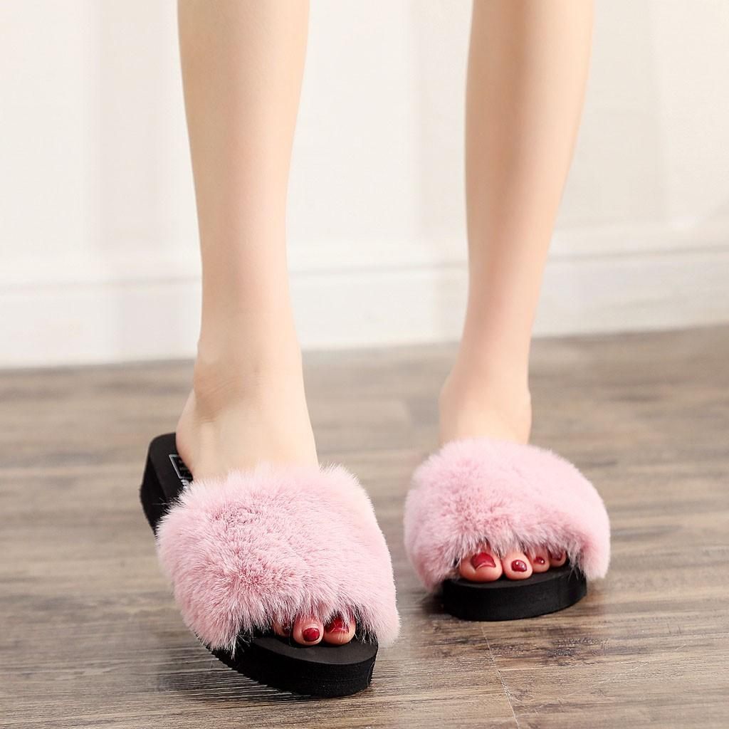 fur slippers for ladies