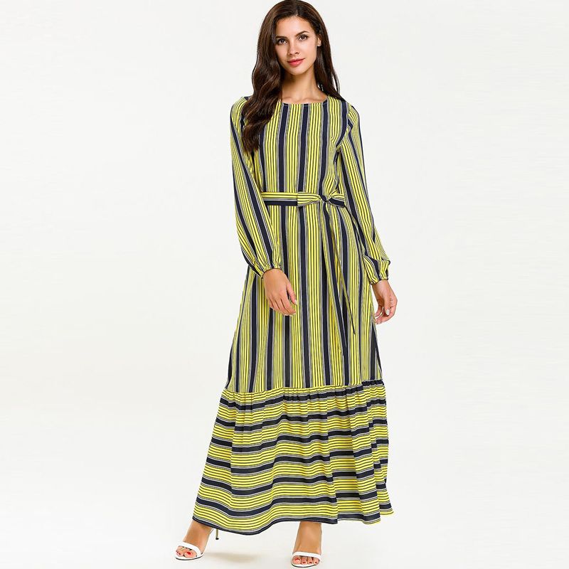 2020 Muslim Striped Abaya Robe Kaftan Dubai Ramadan Hijab Dress Turkey Abayas For Women Jilbab Caftan Elbise Qatar Islamic Clothing From Liangcloth 29 33 Dhgate Com