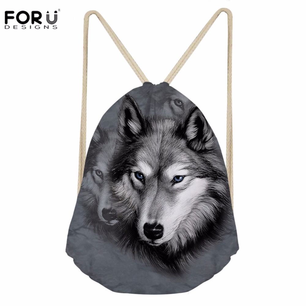 Wolf Drawstring Backpack Rucksack Shoulder Bags Training Gym Sack For Man And Women