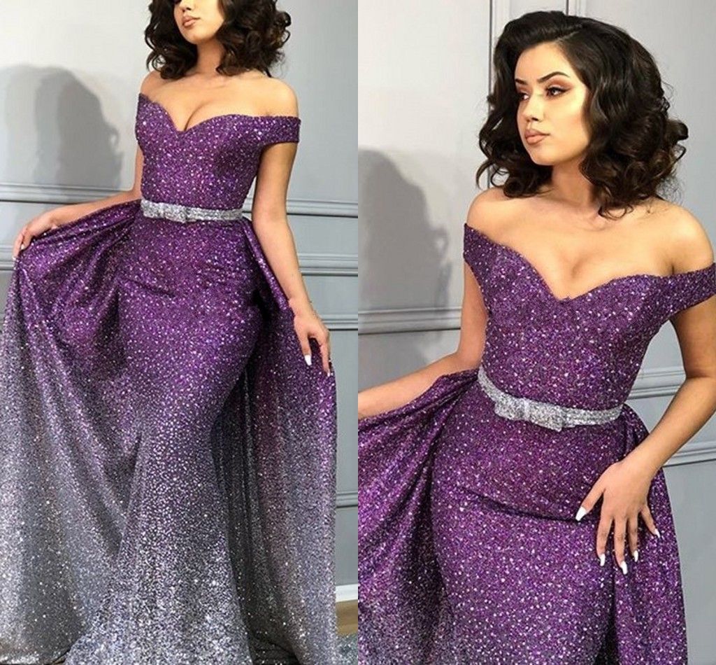 purple and silver evening dresses