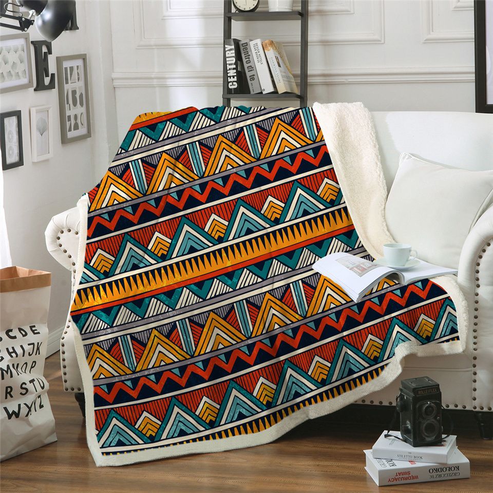 Geometric Plush Bedspread Tribal Aztec Sherpa Fleece Blanket African Throw Blanket Colorful Abstract Bed Blanket Designer Throw Blankets Zebra Electric Blanket From Wholesale1991