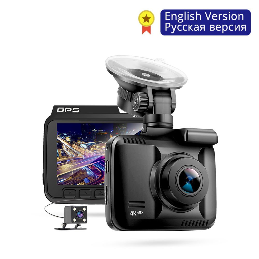 Bil DVR full HD 2880p GS63H 4K inbyggd GPS WiFi Dash Cam Dual Lens Vehicle Bakifrån Kamera Natt Vision Dashcam 24h Parkeringskärm