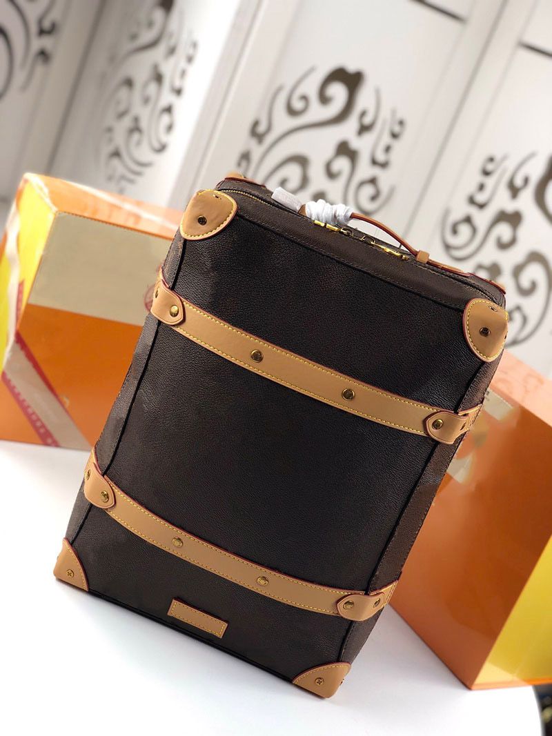 Leather Roll Bag V Men Backpack Genuine Travel Top Rucksack New Brown women Bag