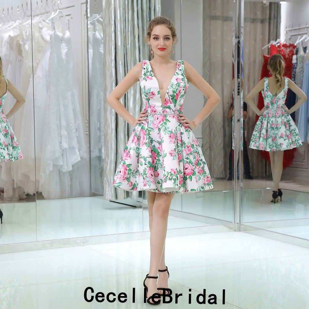 floral print cocktail party dress