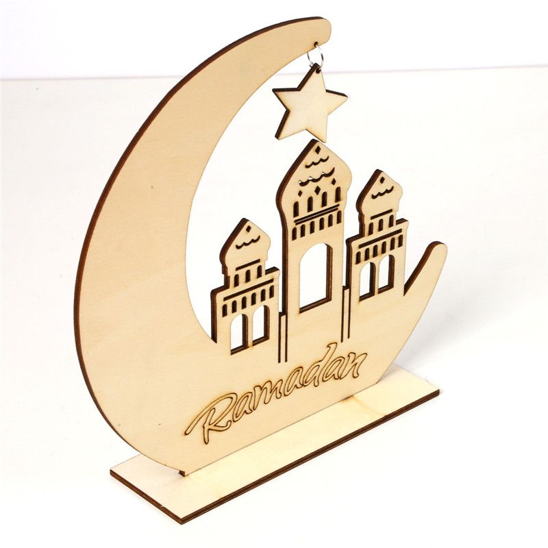 Dabixx Wood Eid Mubarak Ramadan Wedding Cake Topper Muslim Islam Hajj Decoration Craft Gold