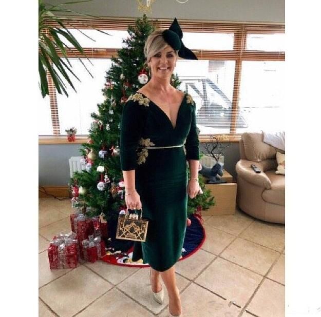 green velvet mother of the bride dress