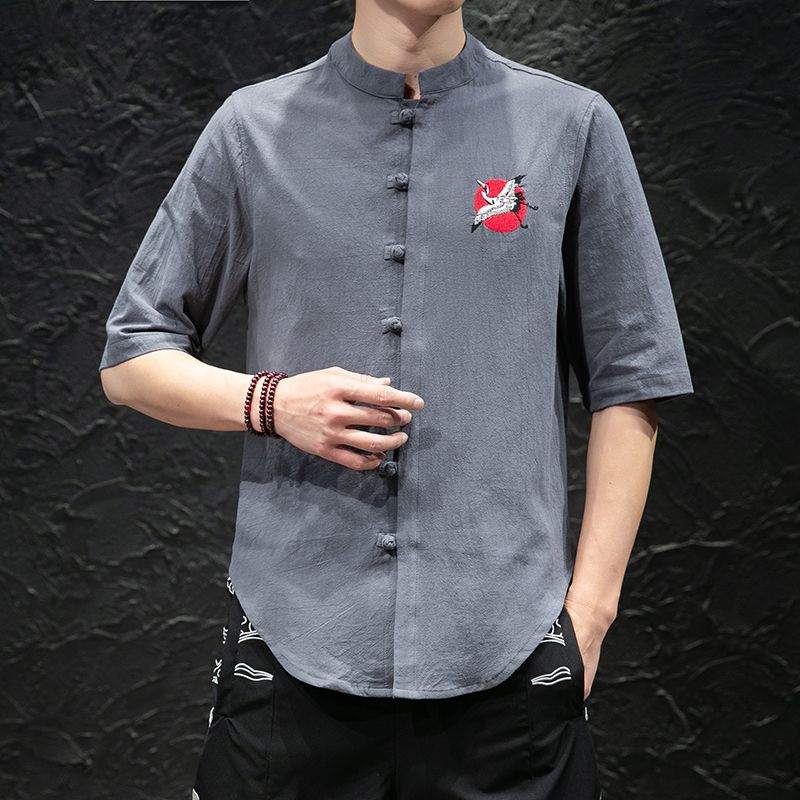 Camisas casuales para hombres Traje Traje de traje Tang Men Tize Talla grande