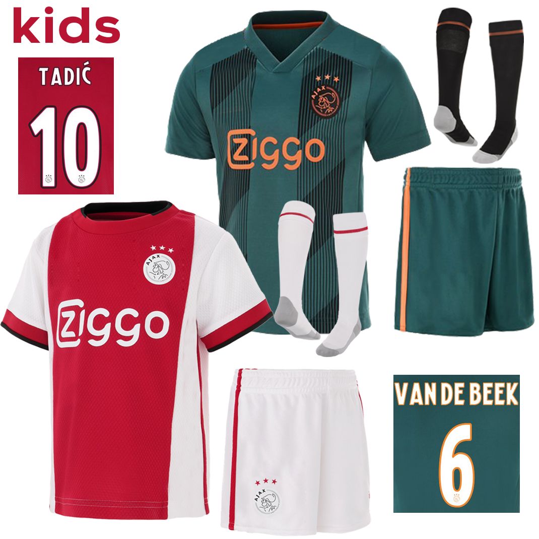 2019 2020 Ajax FC Kids Soccer Jerseys home away kits 19 20 NERES 10 TADIC 4 DE LIGT 22 ZIYECH Younth Football Shirt