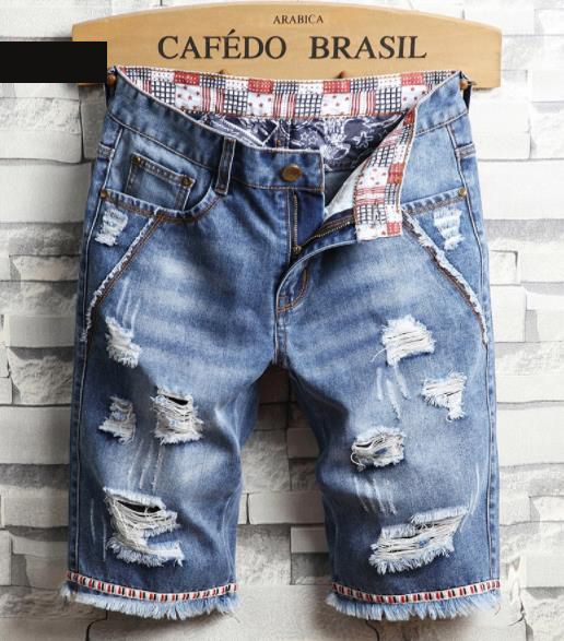 2020 Summer Mens Patchwork Ripped Shorts Designer Hole Jeans Male Knee