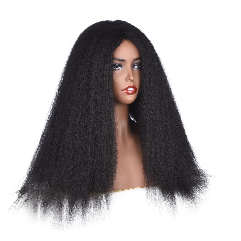 Kinky Straight Wig Glueless Lace Synthetic Hair Wigs Full End Non Lace Wig Yaki Fake Human Kinky Straight Wig Glueless Lace Synthetic Hair Wigs Full End Non Lace Wig Yaki Fake Human