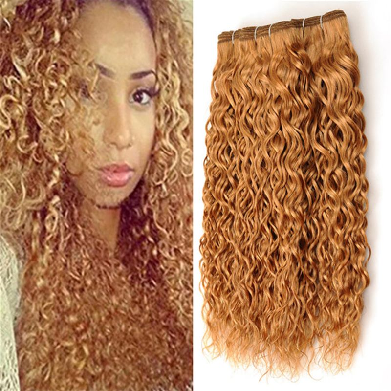 Color 27 Blonde Wet And Wavy Human Hair Weave Bundles 300g Honey