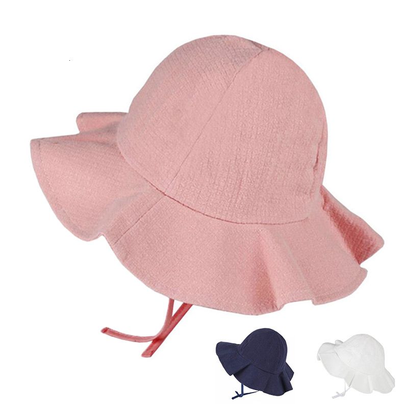 white baby beach hat