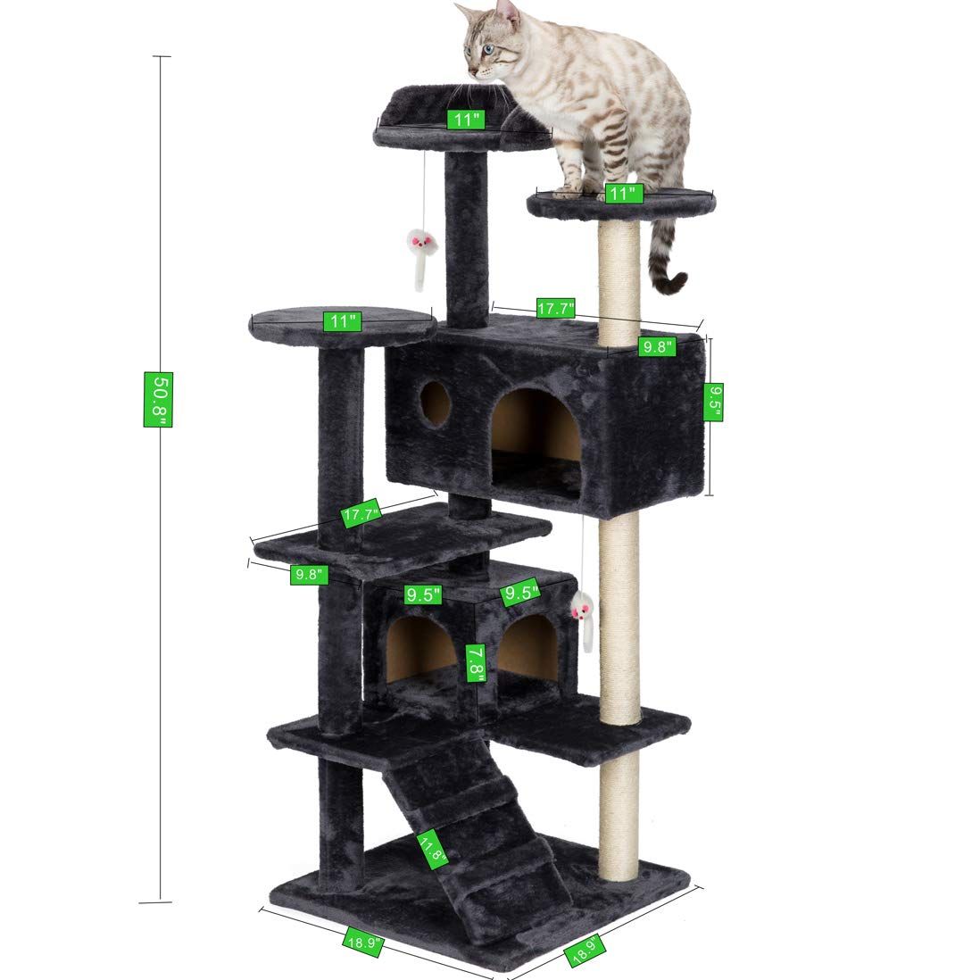 2021 Jarl Home 51 Multi Level Cat Tree Tower Activity Cat Trees 2 Condo Houses Scratch Post For Kittens Plush Cat Play Scratching Trees From Jarlhome 56 29 Dhgate Com