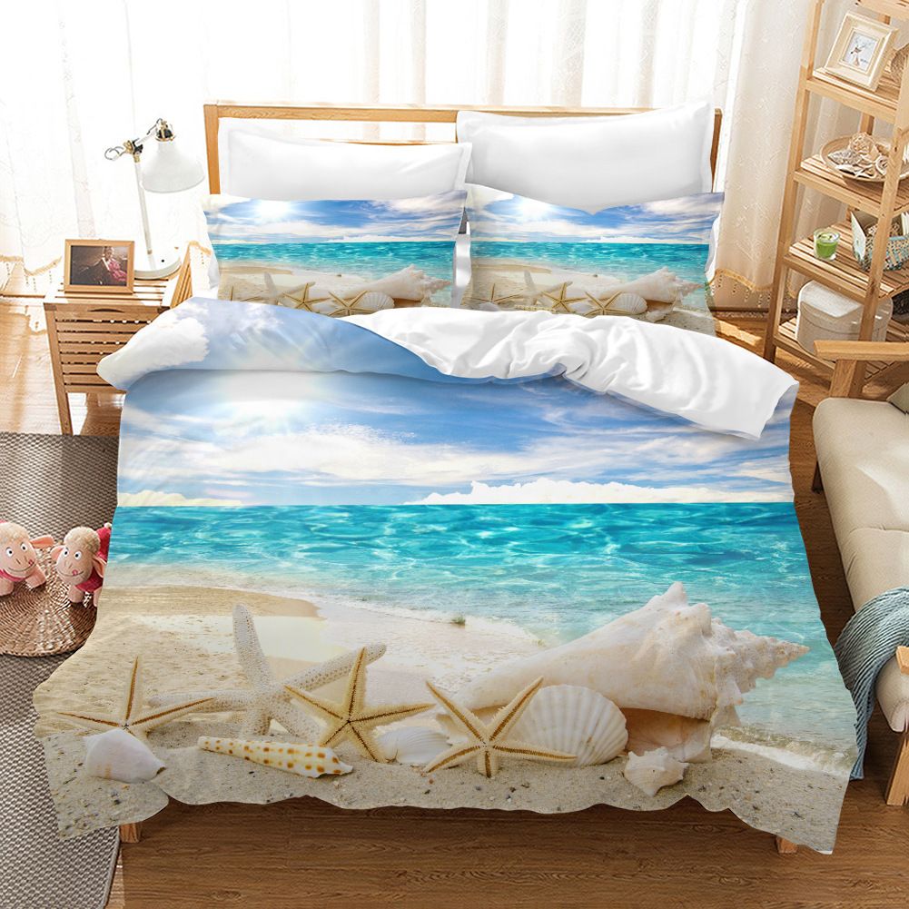 Blanket Bed Three Piece Home Textile Four Piece Beach Shell Quilt