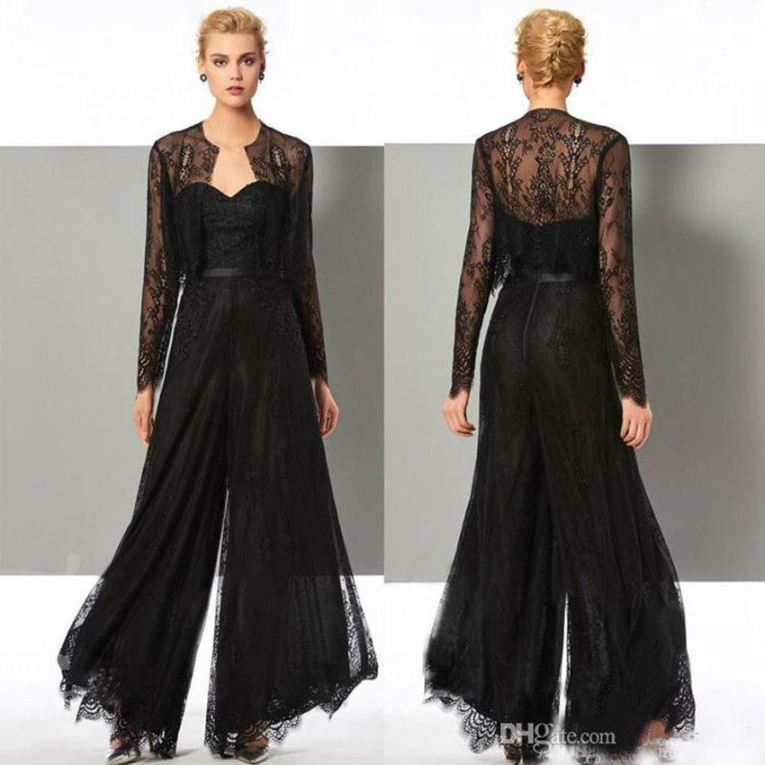 Elegant Black Jumpsuit Mother Of The Bride Dresses Pant Suits