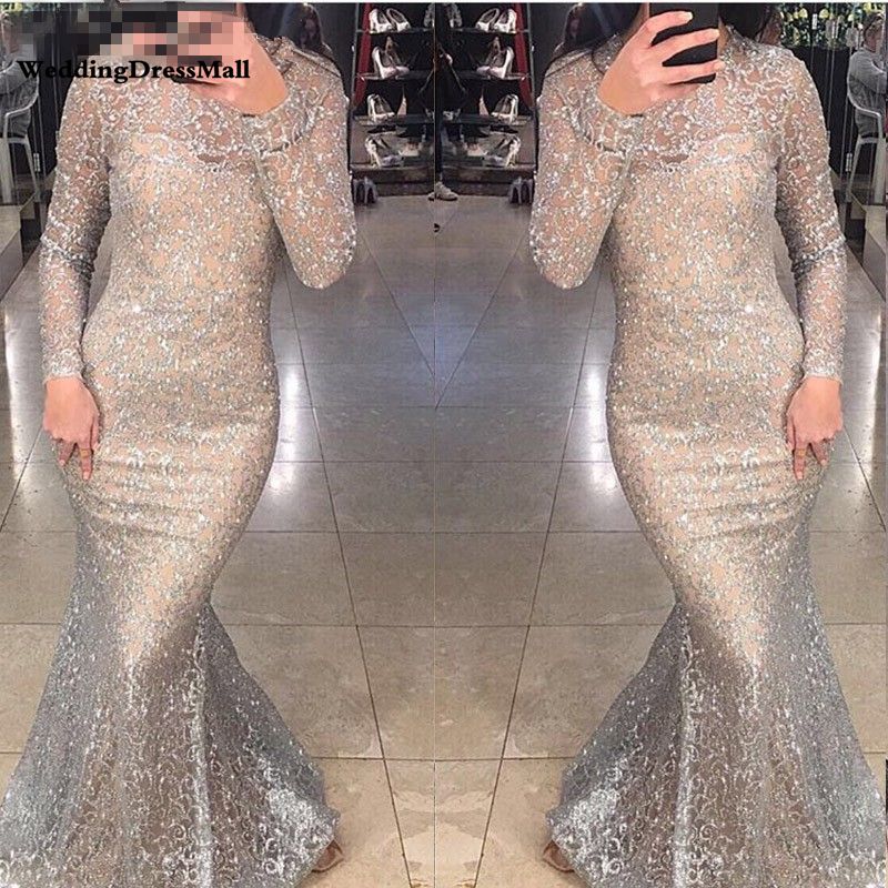 Shiny Silver Sequins Dubai Mermaid 