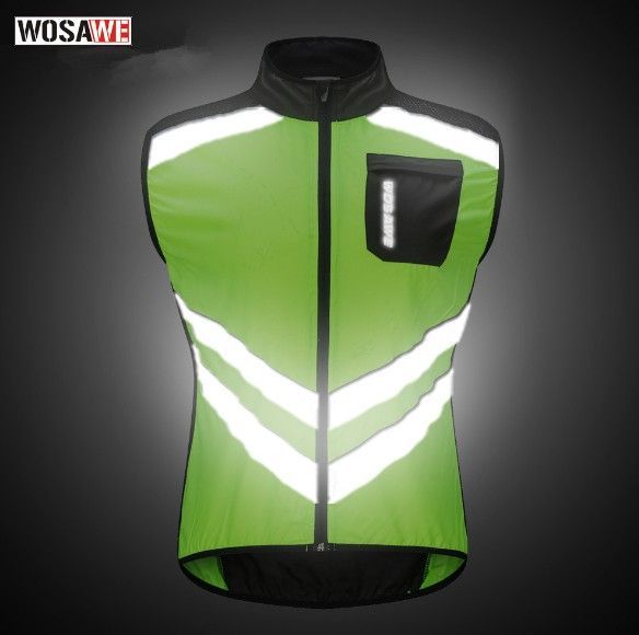 WOSAWE Highly Reflective Cycling Vest Motorcycle Off-Road Sleeveless Wind Jacket