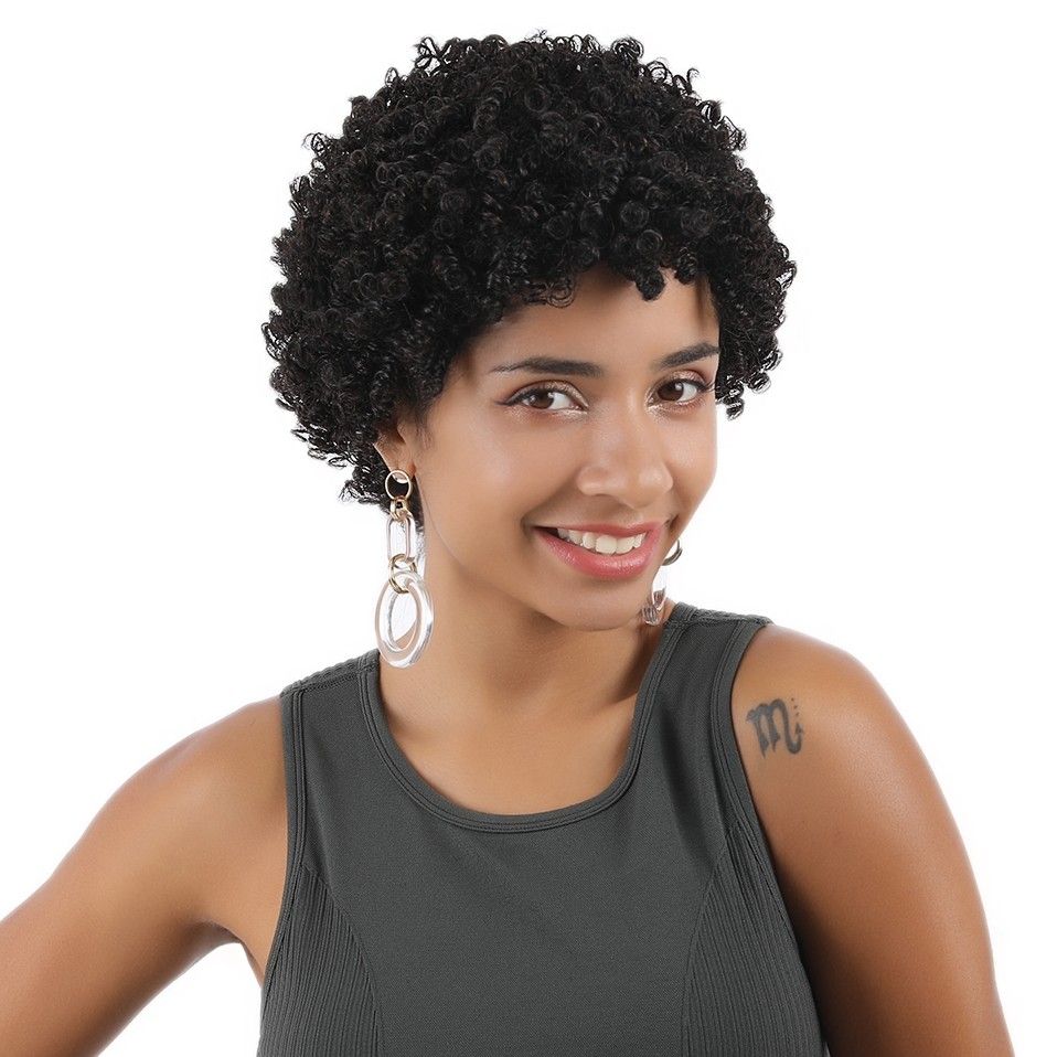 Short Afro Kinky Curly Lace Front Wigs 100 Human Hair Pre Plucked