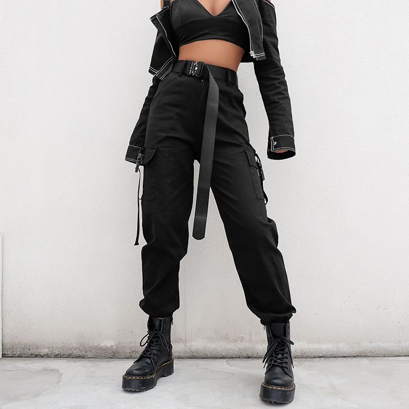 womens high waisted cargo joggers