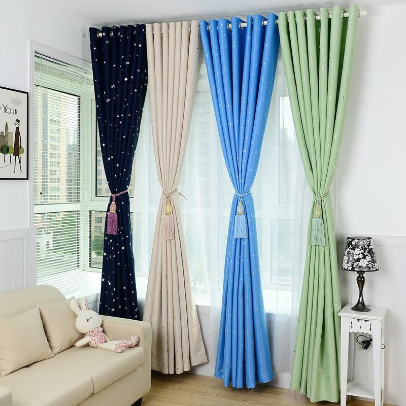 compre brillante estrellas pano de los ninos de la cortina para ninos nino nina habitacion sala cortina azul rosa cortinas opacas decoracion del