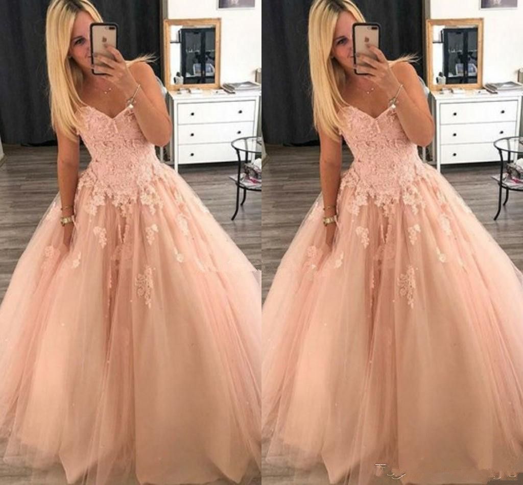 2019 Sweetheart Blush Prom Dresses 