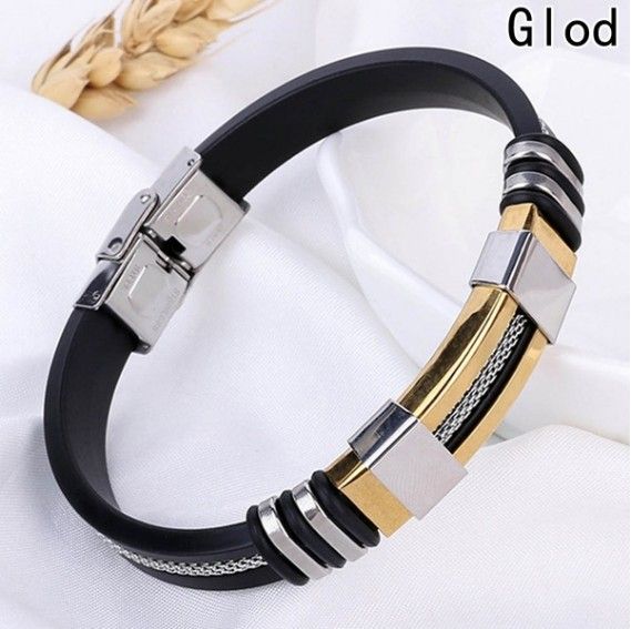 Pulsera de los hombres Joyería de moda Hombre Pulseras Punk Silicone Inoxidable Charm Band Bangle