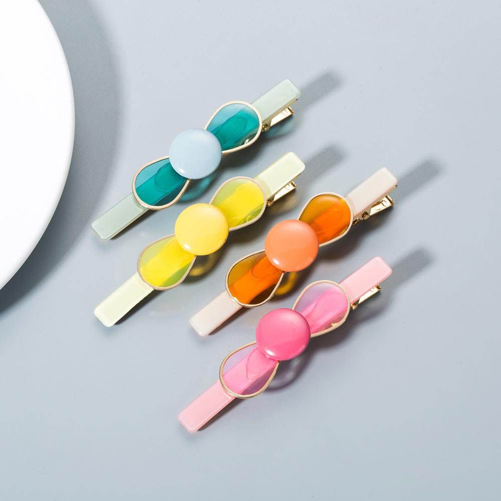 2020 Women Hairpins Hair Clips Candy Color Resin Bowknot Bobby Pins ...