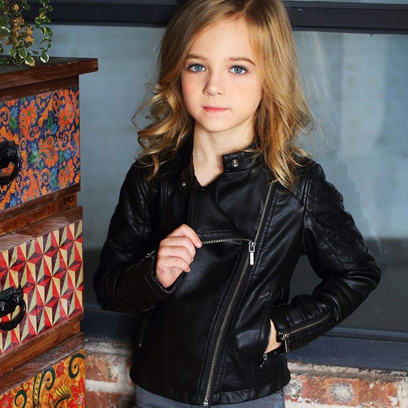 Details about   Girls Faux Leather Infant Toddler Kid Fashion Zippered Motorcycle Jacket Coat