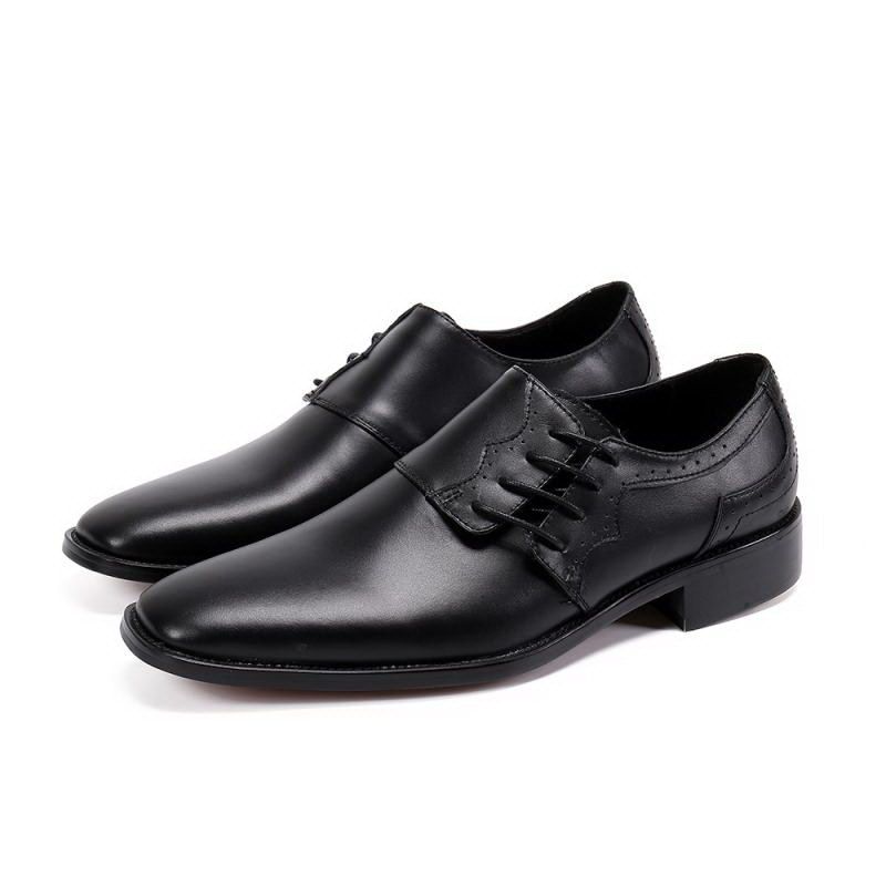 Fashion Men Formal Shoes Black Lace Up Business Leisure Genuine Leather ...