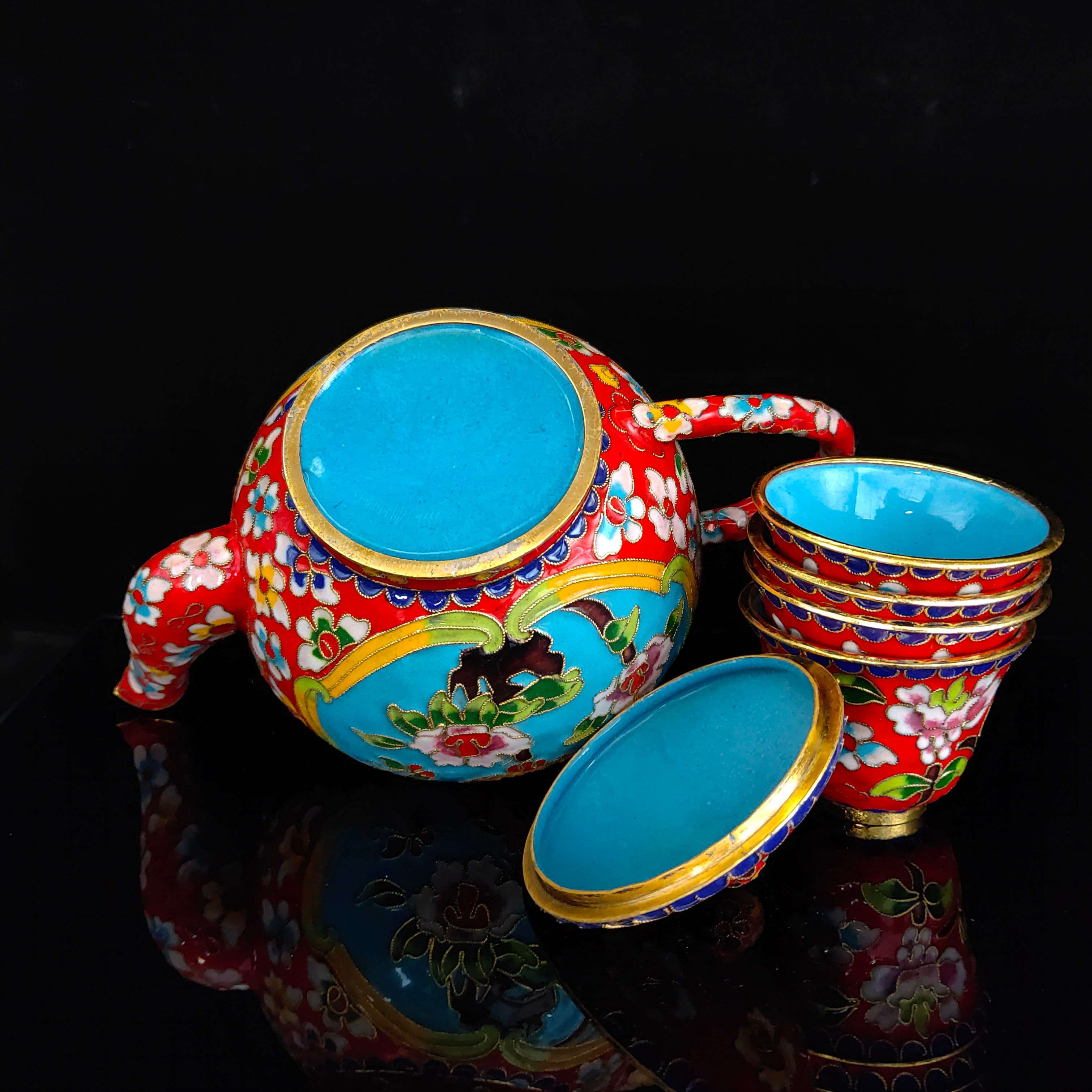 Details about   Chinese Antique Filigree enamel Flower pattern Teapot Cup   JTL006 