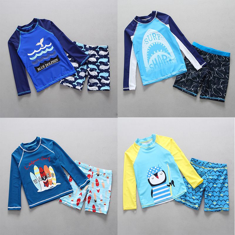 Kid Boy Cartoon Swimsuit One Piece Surfing Suit Beach Swimwear Rash Guard UPF50+