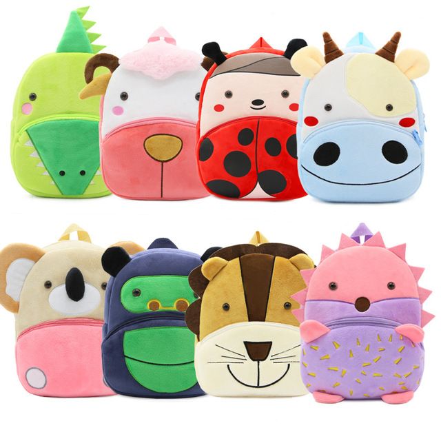 Mochilas peluche para niños Mochila escolar de kindergarten Dibujos animados en 3D Zoológico mochila