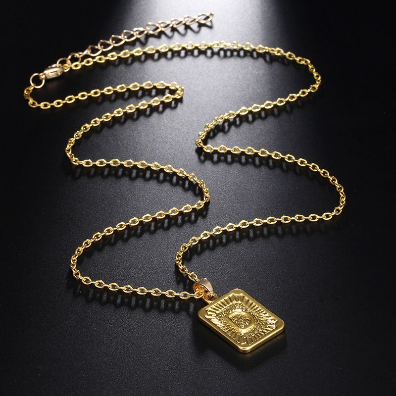 Gold Initial A-Z Letter Necklaces Unisex Charm Luster Gold Medal Gold Initial A-Z Letter Necklaces Unisex Charm Luster Gold Medal