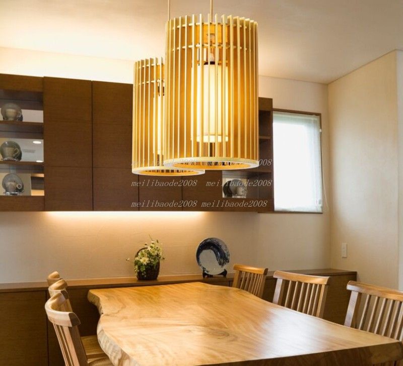 Wood Pendant Light Tatami Fixture Rustic Korean Asian Japanese Hanging Lamp Luminaria Indoor Home Dining Table Room Restaurant Myy Screw In Pendant