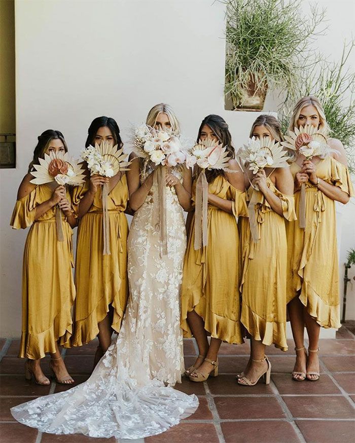 mustard yellow bridesmaid dress