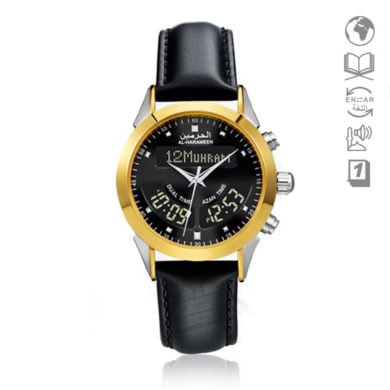 satin al 100 orijinal harameen izle 6102 kagit kutusu islam ezan izle erkekler icin kible yonu ezan wristatch ezan saati reloj tl121 94 dhgate comda
