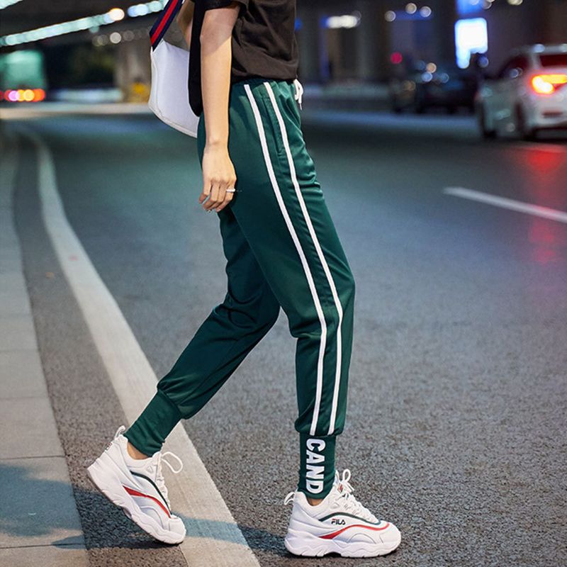 black joggers with red stripe womens