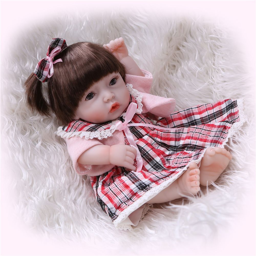 Npk 25cm Newborn Reborn Baby Dolls Silicone Full Body Cute Mini Baby Girl Alive Doll For Kids Princess Fashion Bebes Reborn Doll Victorian Dolls 18 In