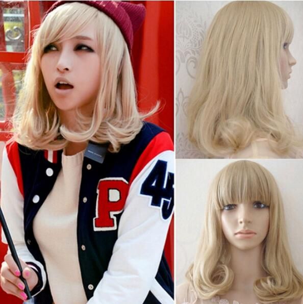 Free Shippin Fashion Cute Lady Blonde Hair Short Bob Cosplay