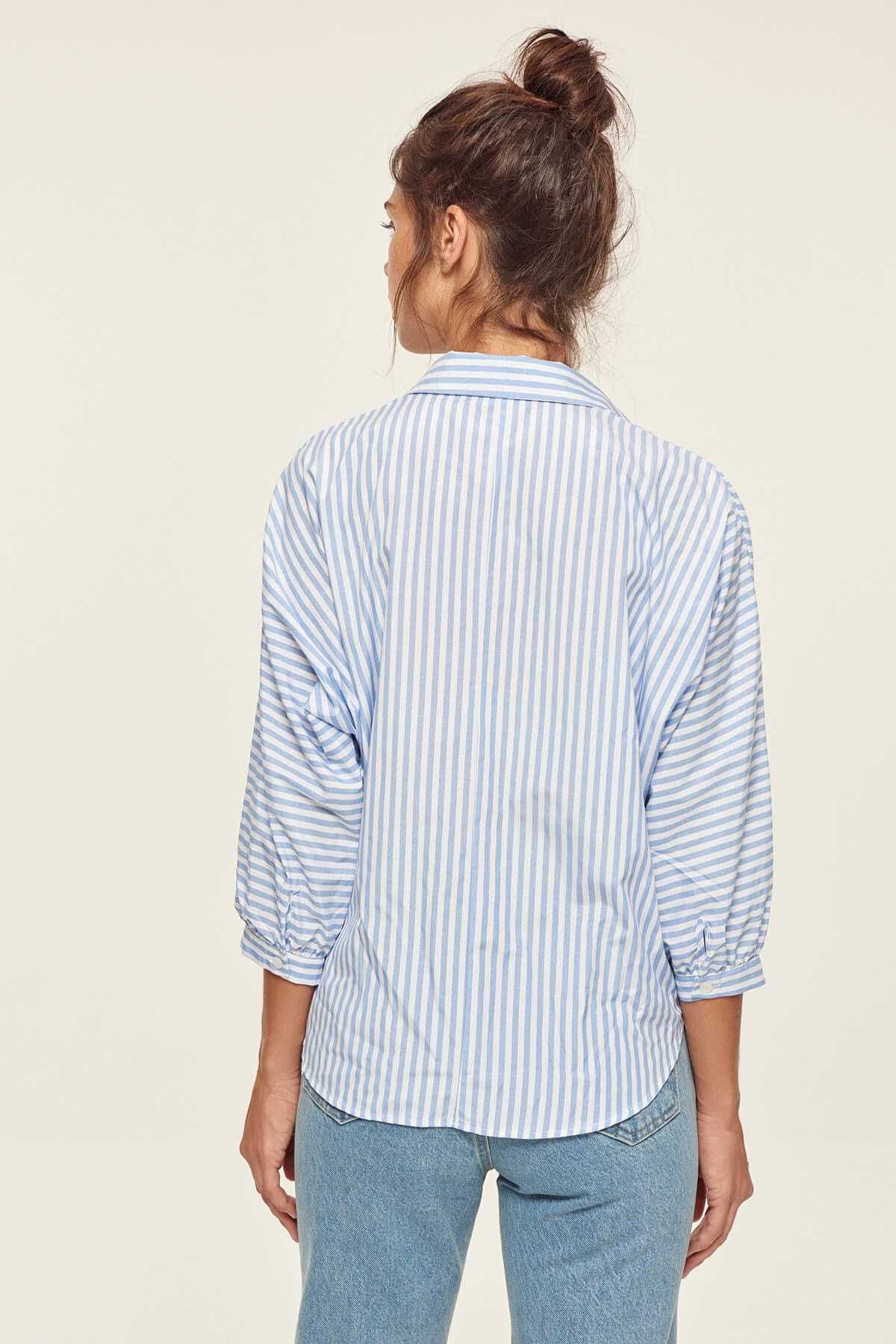 Best And Cheapest Womens Blouses & Shirts Trendyol Blue Striped 
