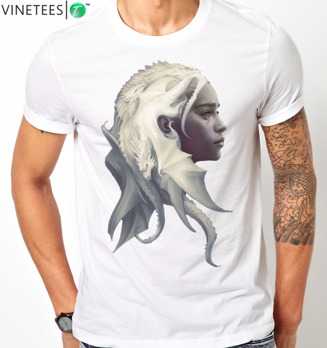 Game Of Thrones Art T-shirt Jon Snow Daenerys Tee Men/'s Women/'s All SIzes