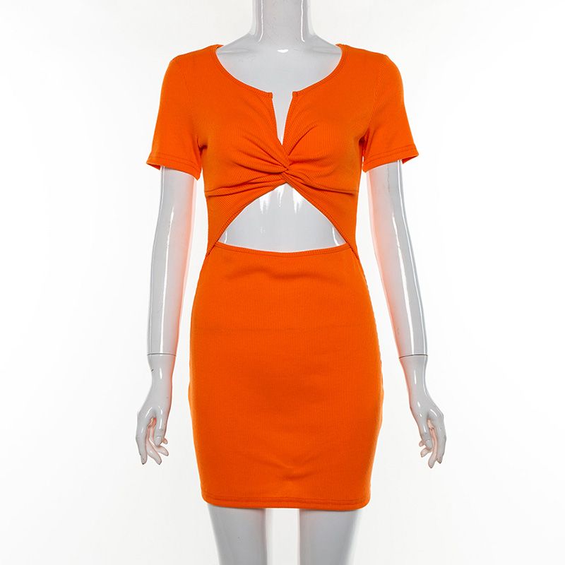 Abiti Estivi Donna Color Caramello Scollo A V Abiti Scollati Corti Abito  Arancione Verde Fluorescente Vestito Casual Mini Da 11,29 € | DHgate Italy