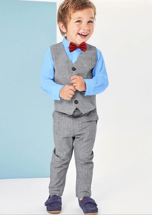 3pc Blue Teal Tie Shirt Suit for Baby Boy Toddler Kid Pants Color by Selection