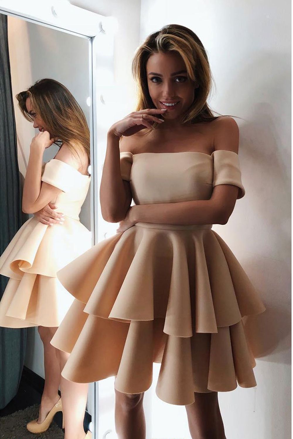 beige party outfit