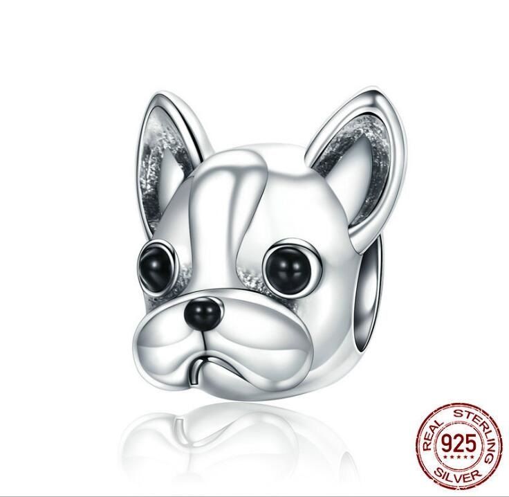 Solid 925 Sterling Silver Dog Bead