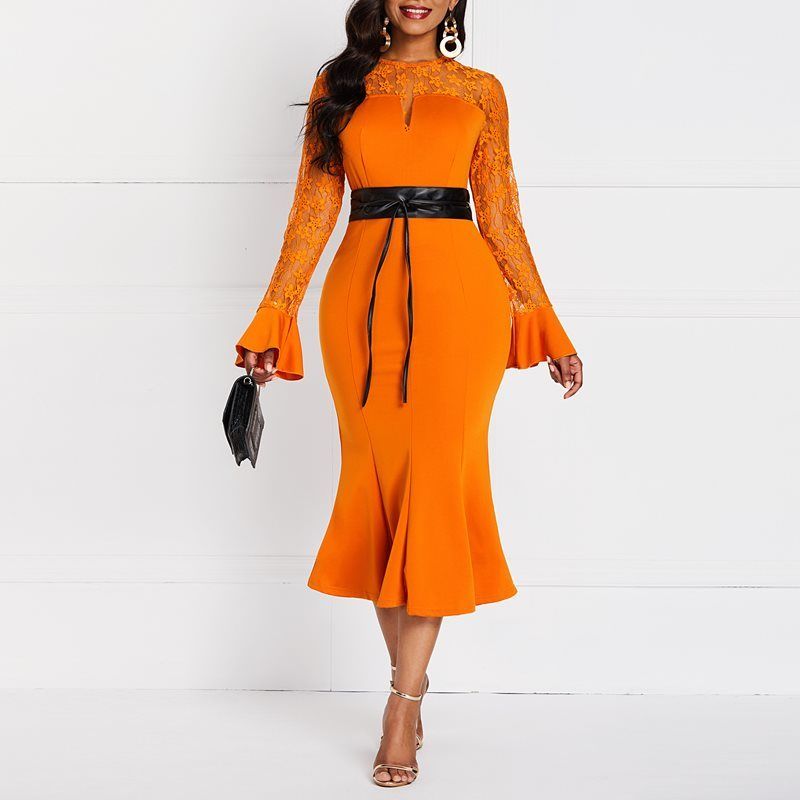 orange work dress