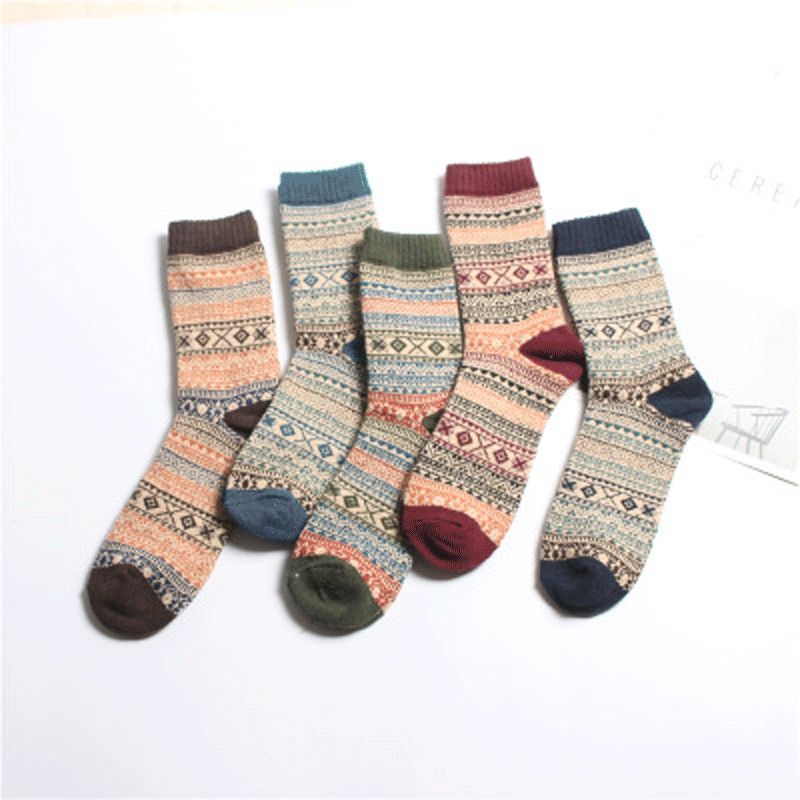 Winter Socks Women Woolen Christmas YearS Socks Funny Cashmere 5Pairs//Lot