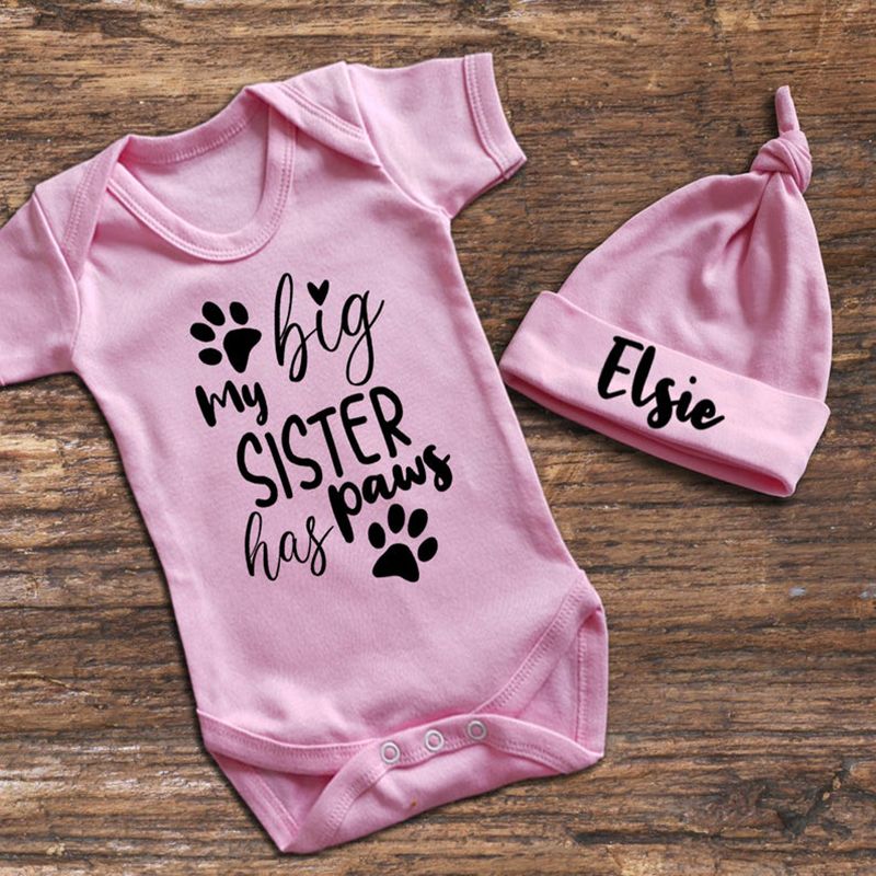 cat dog paws My siblings have Paws short sleeve light blue baby grow bodysuit