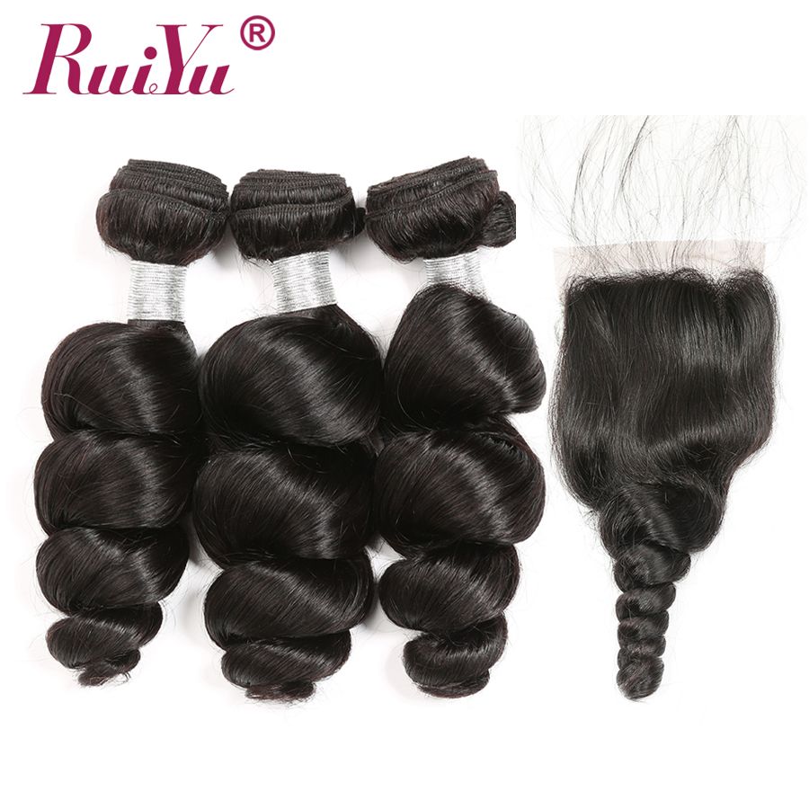 Loose Wave Bundles With Closure Brazilian Virgin Hair Weave