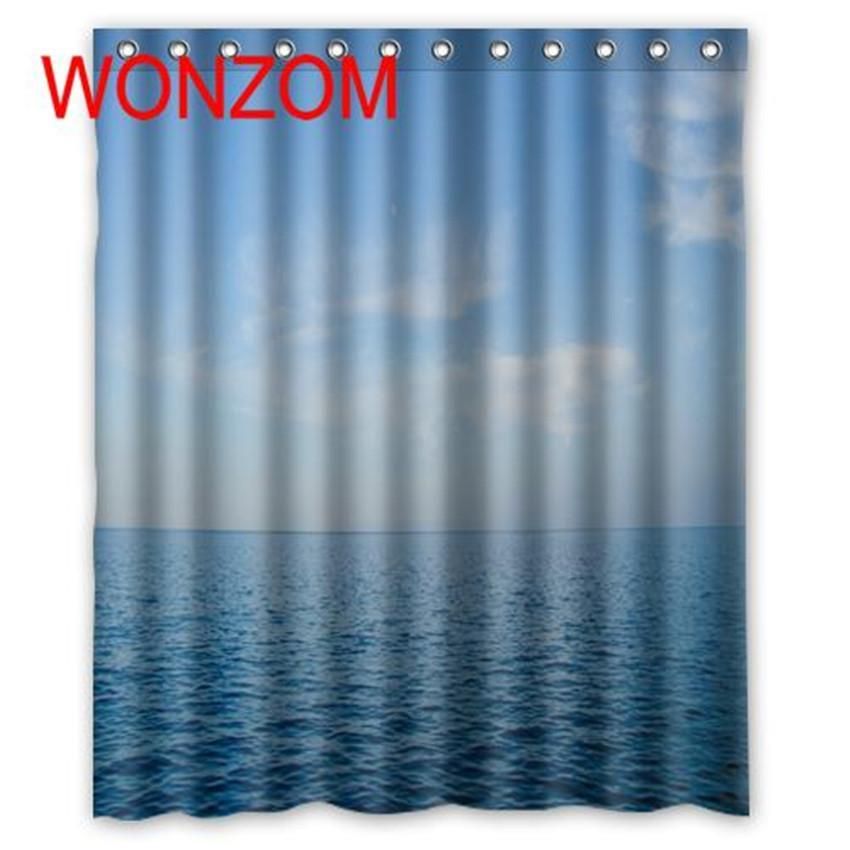 Blue Modern Shower Curtain Waterproof Polyester Fabric /& 12 Hooks Bathroom Bath